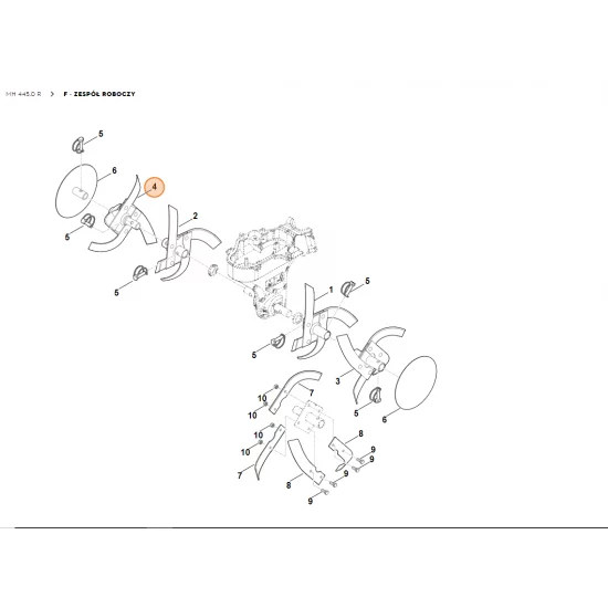 STIHL Glebogryzarka MH445.0 Zespół roboczy kompl., zewn. prawy 6241 710 0215